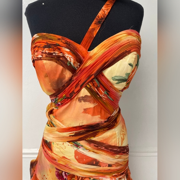 NWOT Dave & Johnny One Shoulder Hi-Lo Gown Size 11/12 Multi color print - Picture 1 of 9